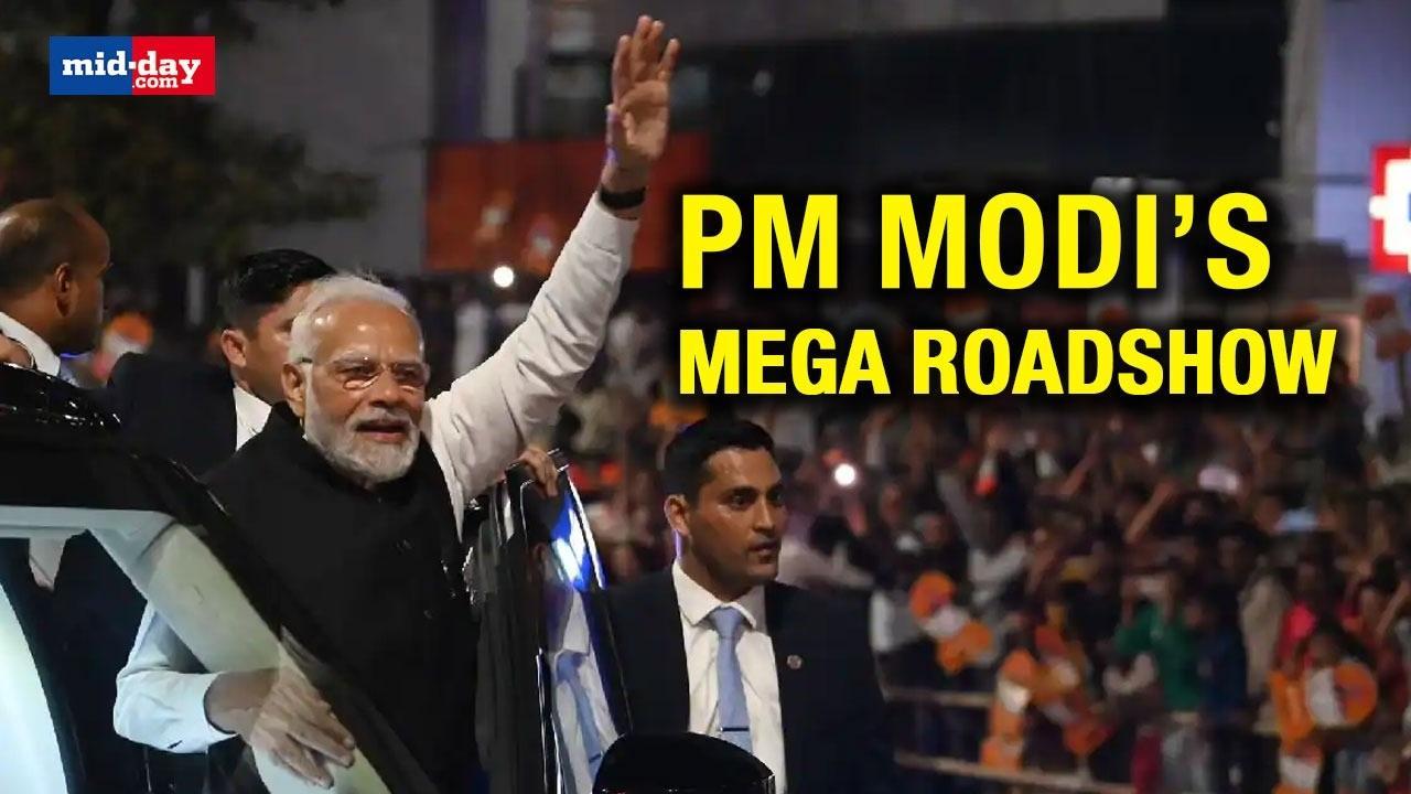 PM Modi's Mega Roadshow In Ahmedabad